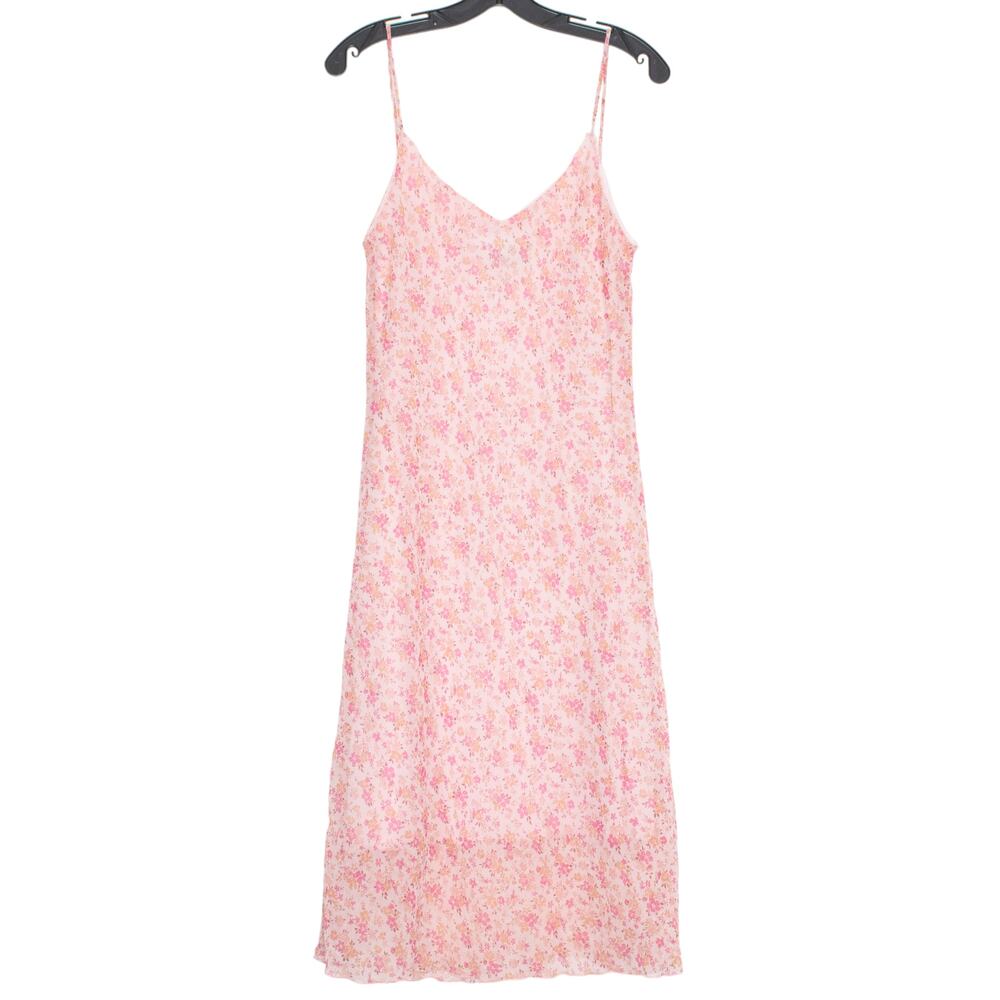 White Moon Dress Y2K Boho Cottage Romantic Fairycore Floral Midi Pink Large Flaw